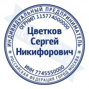 Макет стандартной печати для ИП №2